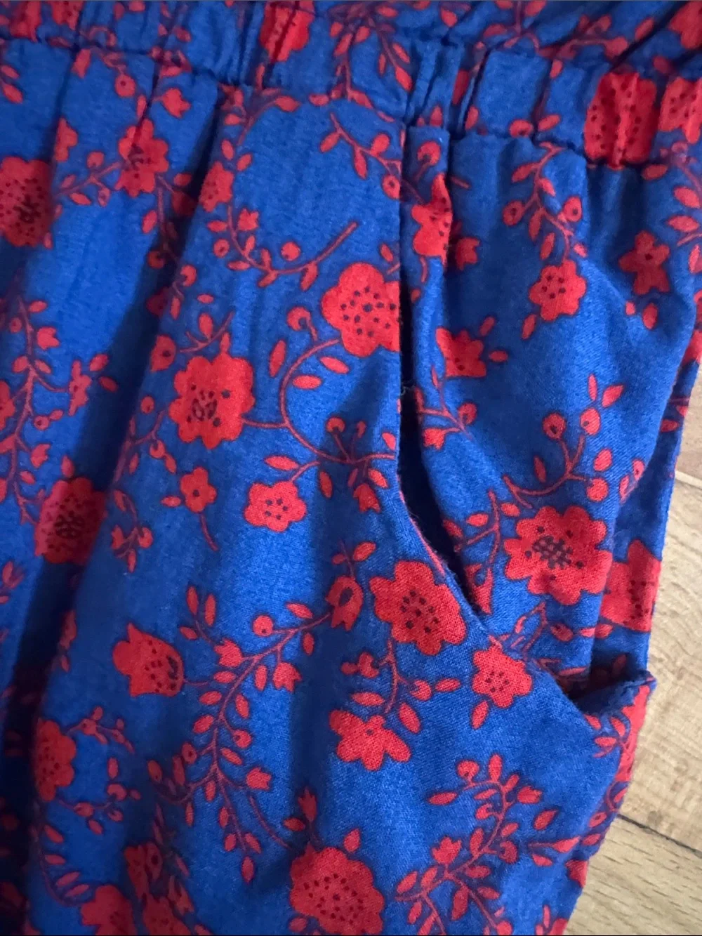 Janie and Jack Royal Blue Jumpsuit with Red Floral Pattern